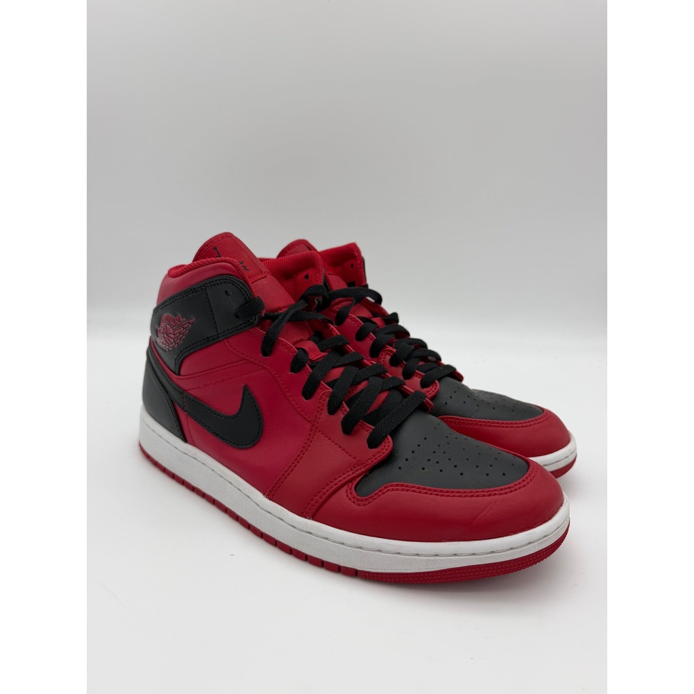 Nike Air Jordan 1 Mid Bred Toe Gym Red Black White 554724-660 Mens 10.5
